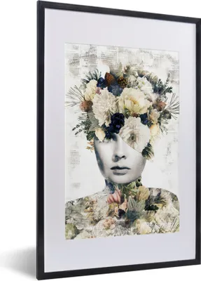Produktbild von MuchoWow® MuchoWow® Gerahmtes Poster Frau - Blume - Scherben 40x60 cm - Poster mit zchwarzem Bilderrahmen - Poster in Rahmen
