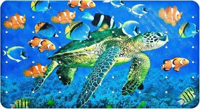 Zdjęcie produktu dla Mata antypoślizgowa 37 x 68 cm z przyssawkami i otworami odpływowymi – żółw