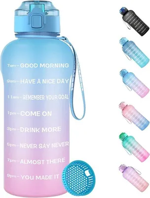 Immagine prodotto di Bicchiere in Tritan con indicatore del tempo - Senza BPA - 2000 ml - blu-rosa