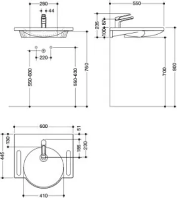 Produktbild von HEWI 950.19.064 Produktset WT u. Armatur,