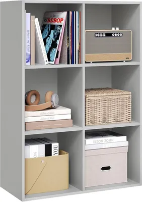 Produktbild von WOLTU Bücherregal Würfelregal 6 Fächer, Büroregal Aktenregal, Holzwerkstoff : Grau Farbe: Grau