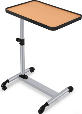 COSTWAY Ošetřovatelský stolek na kolečkách, 52 x 34 x 55-85 cm, nastavitelná výška/úhel, stolek na lůžko, stolek na notebook, stolek na kolečkách s brzdami, stolek na notebook, konferenční stolek
