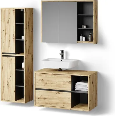 Produktbild von Badmöbel-Set Livinity Vomano Artisan-Eiche 3 Teile, Model 52553