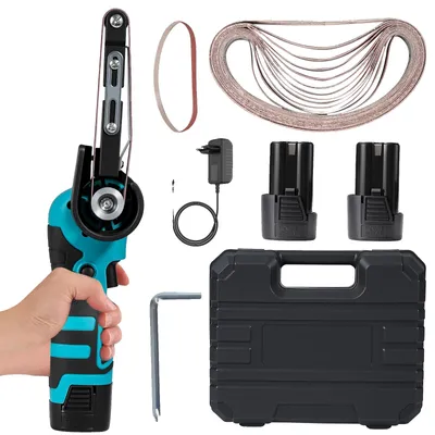Image de Meuleuse à bande sans fil, puissance de 300 W, vitesse de 10 000 tr/min, kit comprenant 2 batteries