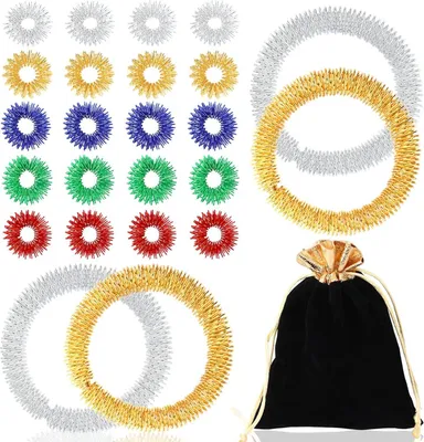 Produktbild von 25 Stück Akupressur Ring Set, Massageringe Für Finger, Akupressur Ring Set für Stress Reduzierstück und Förderung der Durchblutung Akkupressurringe