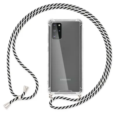Obrázok produktu pre NALIA puzdro na mobilný telefón s retiazkou pre Samsung Galaxy S20 Plus, mäkké puzdro s krytom na kábel čierne biele