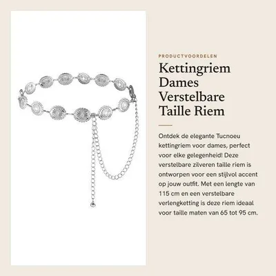 Produktbild von Zierliche Kettenriem in Silber - Verstellbar - Madeliefchen-Design - Accessoire - Hochwertige Kettengliedern - Länge 115 cm - Riem