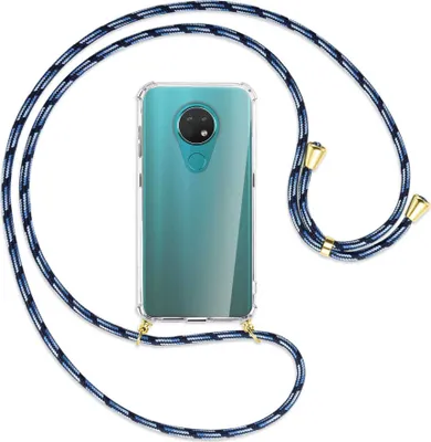 Produktbild von Handykette Backcover-Schutzhülle mit Band (Metall goldfarben) für Nokia 6.2 / 7.2 - Blautöne