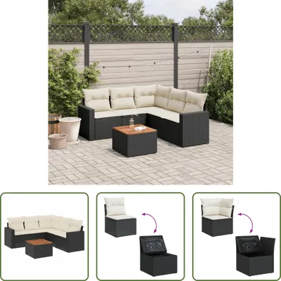 Produktbild von The Living Store 6-tlg. Garten-Sofagarnitur mit Kissen Schwarz Poly Rattan