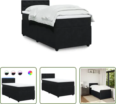 Produktbild von The Living Store Boxspringbett mit Matratze Schwarz 80x200 cm Samt