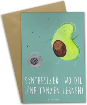 Produktbild von Mr. & Mrs. Panda Klappkarte Synthesizer Tanz - Meeresbrise - Geschenk, Tanzen, Musik, Grußkarte, Instrument, hochzeitskarten, einladungskarten, osterkarten, Musiker, Töne