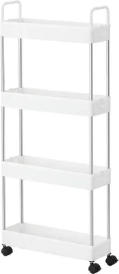 Immagine prodotto di Carrello da cucina estensibile a quattro ripiani con rotelle, maniglie e piano d'appoggio - 40 x 135 x 93 cm - Bianco