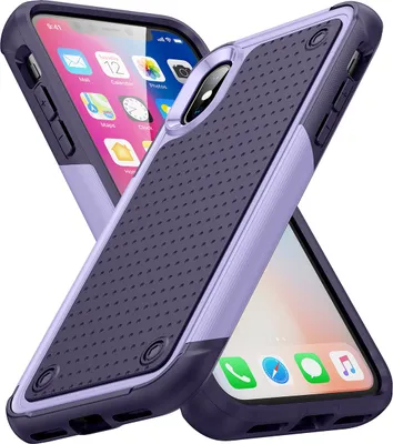Produktbild von Für iPhone XS /iPhone X Hülle Militärqualität Stoßfest Hybrid 2 in 1 Hart PC Weich TPU Handyhülle Lila Blau