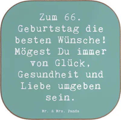 Produktbild von Mr. & Mrs. Panda Untersetzer für Gläser Spruch 66. Geburtstag - Meeresbrise - Geschenk, Coaster, Herzliche Wünsche, beste, Tischuntersetzer, Tassenuntersetzer, Geschenke