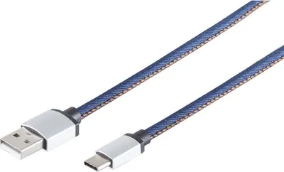 Image de Câble de charge USB A mâle vers USB type C, bleu 2m