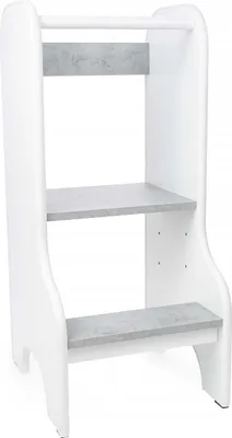 Produktbild von Lernturm Für Kinder Baby | Küchenhelfer Höhenverstellbar | Montessori Learning Tower | Kitchen Helper ab 1 Jahr aus naturholz | Farbe: Weiß/Beton Chicago