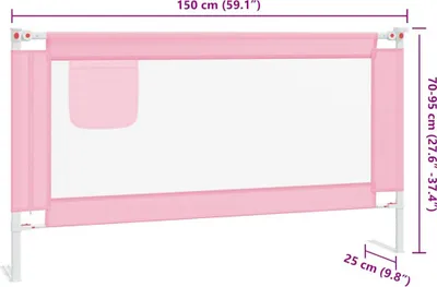 Productafbeelding van vidaXL Beschermrail voor kinderbedje, roze, 150x25 cm, stof