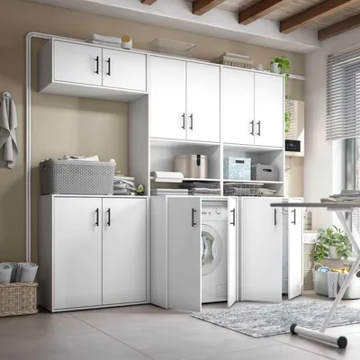 Produktbild von Mehrzweckschrank-Set >LAUNDRY< (6-teilig) in Artik Weiß - 226x206x40 (BxHxT)