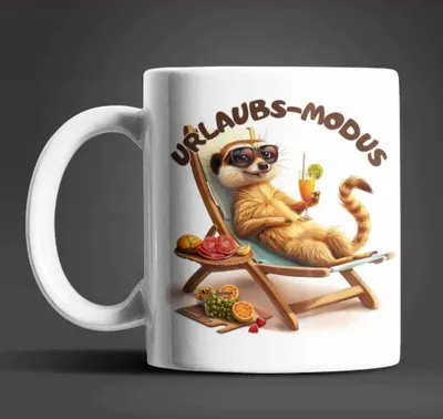Produktbild von Erdmännchen Urlaubs-Modus Keramik Kaffeetasse Teetasse Tasse Geschenkidee
