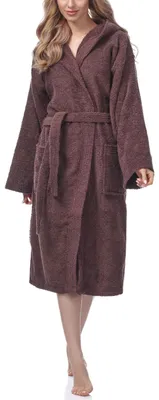 Image de Peignoir en éponge pour femme Ladeheid, 100 % coton, LA40-102 (marron (D15) (grammage 450), taille S)