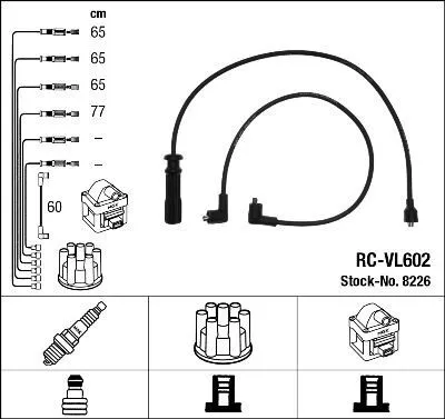 Obrázok produktu pre Sada zapaľovacích káblov, 5 káblov, čierna, NGK Aftermarket pre VOLVO 240