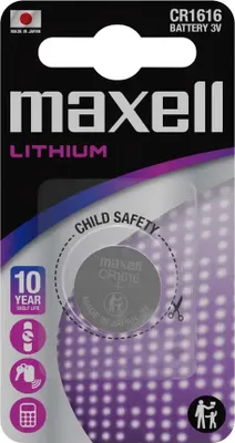 Obrázek produktu pro Maxell CR1616, Baterie na jedno použití, CR1616, Lithium-Manganese Dioxide (LiMnO2), 3 V, 1 kusů, 55 mAh