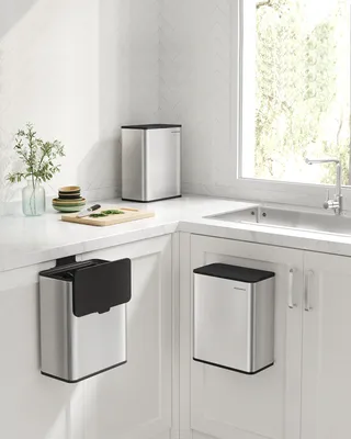 Produktbild von SONGMICS Mülleimer hängend, 8 L Komposteimer Küche, Stahl-Abfalleimer mit Deckel für Biomüll, mit Haken