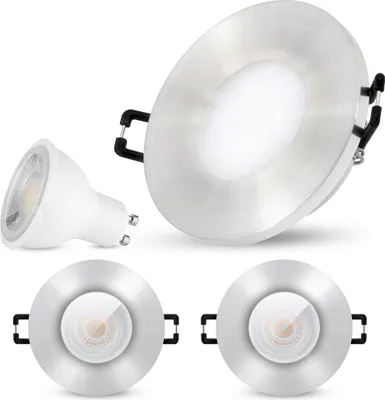 Produktbild von 3er Set SSC-LUXon BEDA Einbau Strahler IP65 mit LED GU10 38° Abstrahlwinkel 3W neutralweiß - 230V Einbaustrahler rund gebürstet