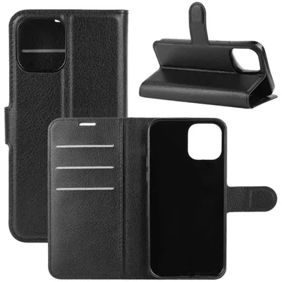 Image de Étui de protection en simili cuir noir pour iPhone 13 Mini d'Apple