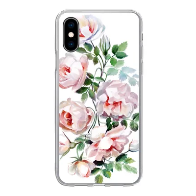 Produktbild von MuchoWow® Handyhülle Schutzhülle Hülle für iPhone X Aquarell - Rosen - Blumen Silikon Softcase Handy Hülle - Handyhülle
