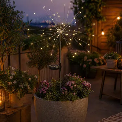 Produktbild von LED Solarstab FEUERWERK - Gartendeko - 90 warmweiße LED - H: 90cm - Dämmerungssensor