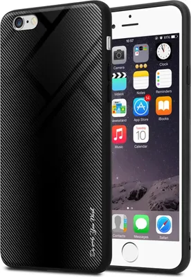 Immagine prodotto di Cadorabo custodia per Apple iPhone 6 / 6S custodia protettiva in nero custodia del telefono cellulare custodia TPU cover vetro temperato custodia