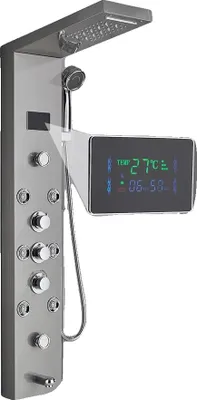 Immagine prodotto di Pannello doccia, getti per il corpo, doccetta con display LED, spazzolato 8009