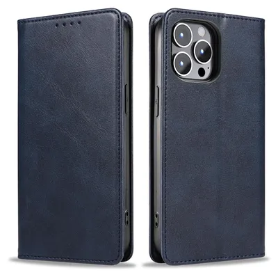 Produktbild von Handyhülle für Apple iPhone 16 Pro Kunstleder Flip Cover Hülle Klapphülle Case Kartenfach Farbe: Blau