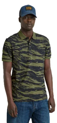 Productafbeelding van G-Star RAW heren Dunda Slim poloshirt, all-over print, meerkleurig (Shadow Olive 2L Tige)