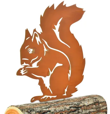 Eichhörnchen-Bodenstecker, Eisen, rostig, 21x28 cm, für Garten