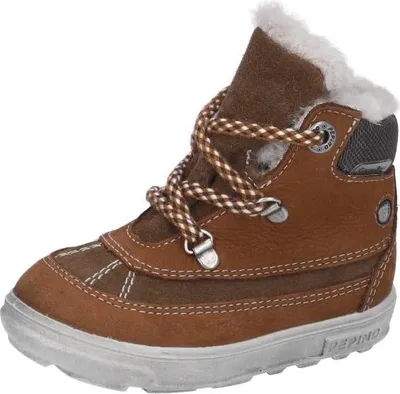 Produktbild von RICOSTA Boots PAOLO von PEPINO für erste Schritte in Schnee echt Leder/Textil Schnürung Lammfellfutter Jungen Mädchen uni curry/hazel Braun/Grau Größe 21