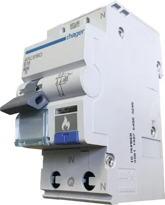 Produktbild von Hager ARC916D Fehlerlichtbogen Schutzeinrichtung AFDD mit LS-Schalter 1P+N 6kA B-16A 2M Brandschutzschalter