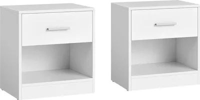 Produktbild von ACAZA Nachttische 2er-Set – Weiß – 41x39x28 cm – Moderner Nachttisch – Mit Schublade