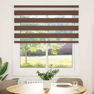 Produktbild von vidaXL Doppelrollo Braun 125x100 cm Stoffbreite 120,9 cm Polyester