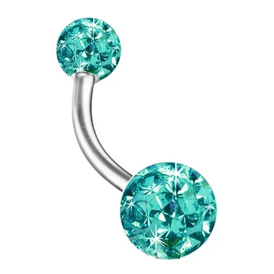 Produktbild von Taffstyle Bauchnabelpiercing Bauchnabelpiercing Banane Piercing Doppel Multi Epoxy Ferido Kristall Kugeln, Türkis / 8mm