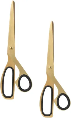 Imagen del producto de Tijeras, 2 unidades, de acero inoxidable con revestimiento dorado, color  y dorado, para oficina y hogar