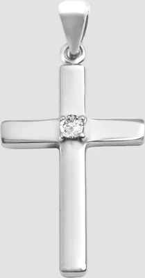 Produktbild von 925/- Echt Silber Anhänger ohne Kette "Gisou", Kreuz mit Zirkoniastein, 925/rhodiniert