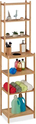 Immagine prodotto di Scaffale da bagno - Bambù - 180 x 44 x 33 cm - 7 ripiani - Scaffale autoportante per cucina e bagno - Portaoggetti - Colore naturale