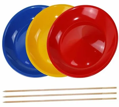 Image de Assortiments de jonglage comprenant 3 ou 5 disques et des bâtons en bois ou en plastique