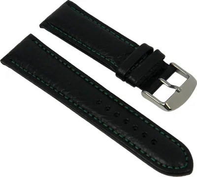 Produktbild von Minott Uhrenarmband Kalbsleder schwarz mit grüner Naht 27447S, Stegbreite:20mm
