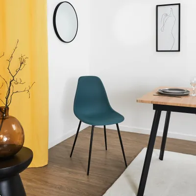 Image de Chaise - HOME DECO FACTORY - Gustav - Design Épuré - Confortable - Bleu et Noir