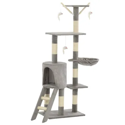 Obrázok produktu pre Škrabadlo pre mačky so sisalovými stĺpikmi 138 cm sivé