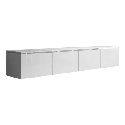 Produktbild von Hängender TV-Schrank CELINE GLOSS SILVER 200 cm mit LED-Beleuchtung, Weiß / Weiß hochglanz