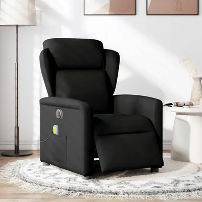 Image de vidaXL Fauteuil de massage électrique noir tissu